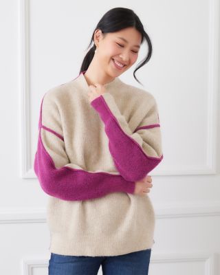 Colorblocked Mock Neck Sweater