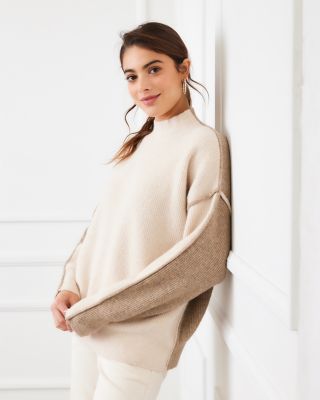 Colorblocked Mock Neck Sweater