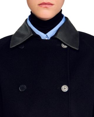 Long Wool and Leather Coat