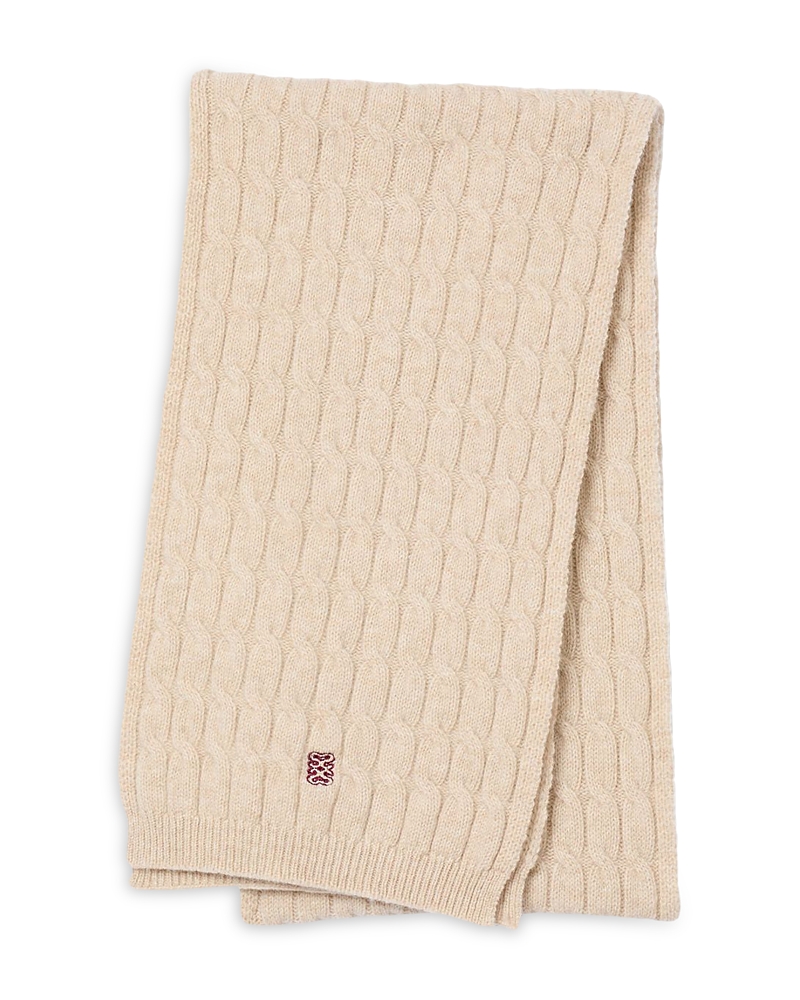 Sandro Cable Knit Scarf In Sand