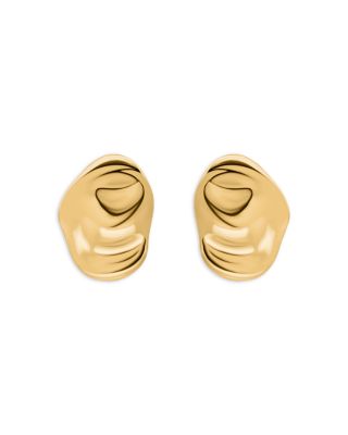 AQUA - 18K Gold-Plated Sterling Silver Sculptured Oval Stud Earrings - Exclusive