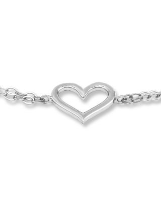 Sterling Silver Polished Heart Ankle Bracelet - Exclusive