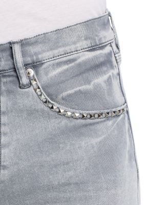 Slim Fit Alloy Studded Trim Jeans in Gray