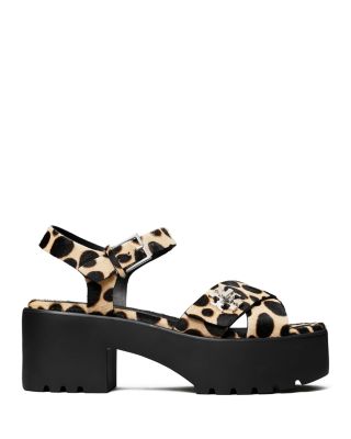 Women's Turnlock Calf Hair Lug Heel Platform Sandals