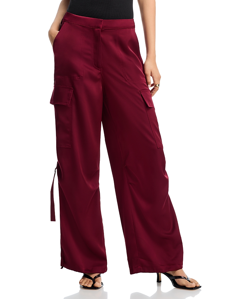 Aqua Drawstring Hem Cargo Pants - Exclusive In Burgundy