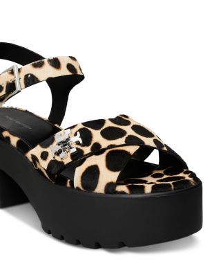 Women's Turnlock Calf Hair Lug Heel Platform Sandals