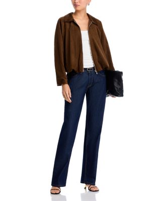 Faux Suede Bubble Bomber Jacket