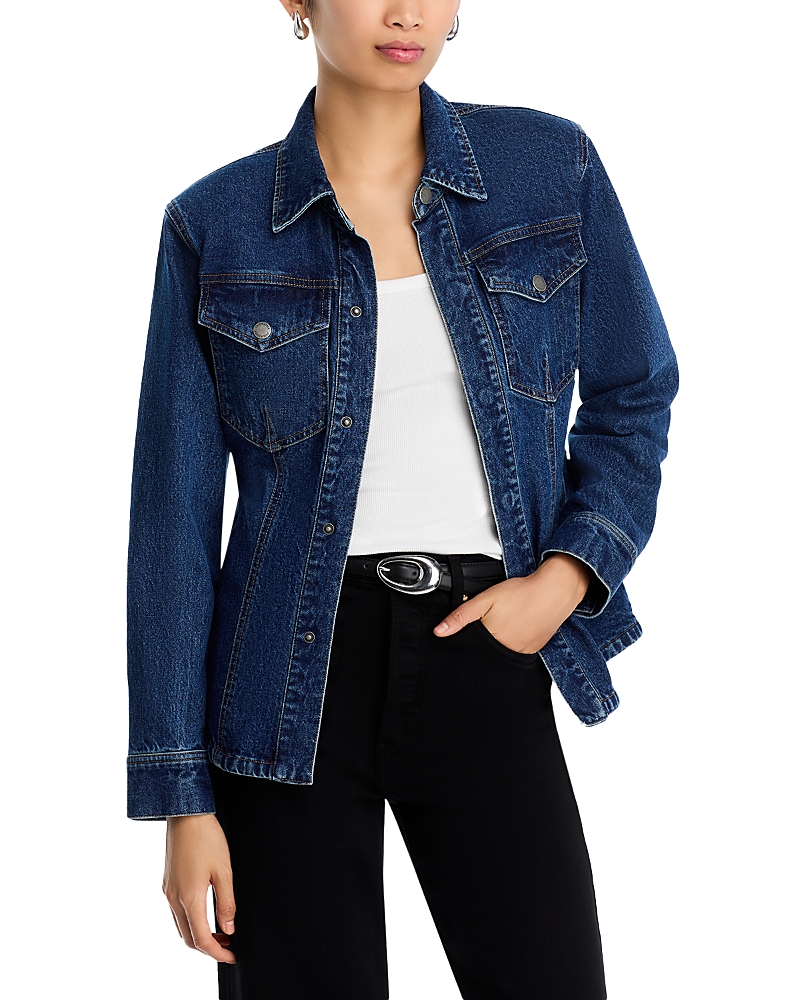 Steve Madden Parc Denim Snap Front Jacket In Blue