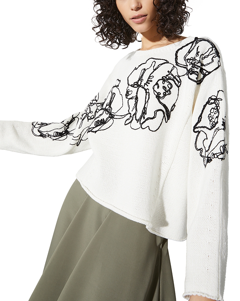 Max & Co Cotton-wool Embroidered Sweater In White