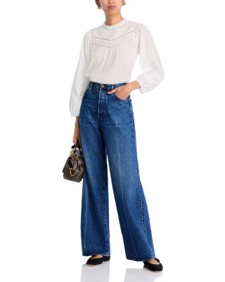 Reya Pintuck Open Lace Blouse