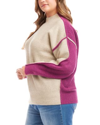 Colorblocked Mock Neck Sweater
