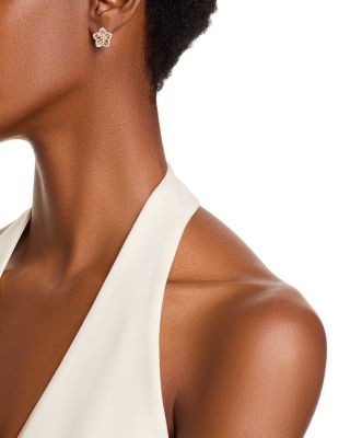 Diamond Flower Stud Earrings in 14K Yellow Gold, 0.45 tcw