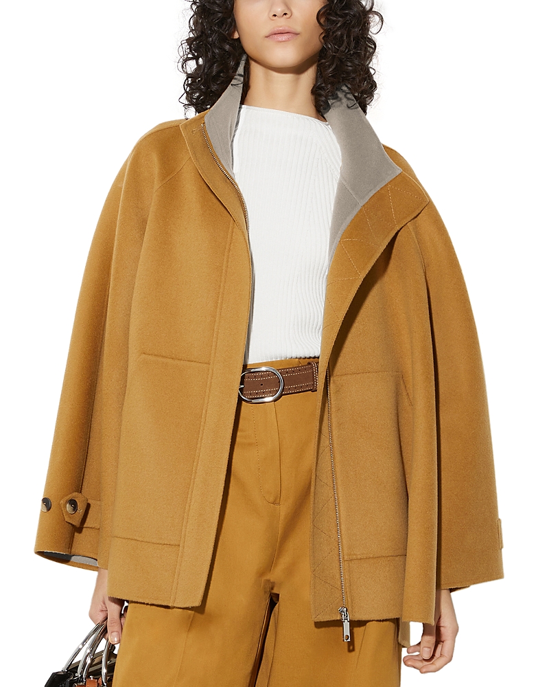 Max & Co Virgin Wool High-neck Coat In Gold