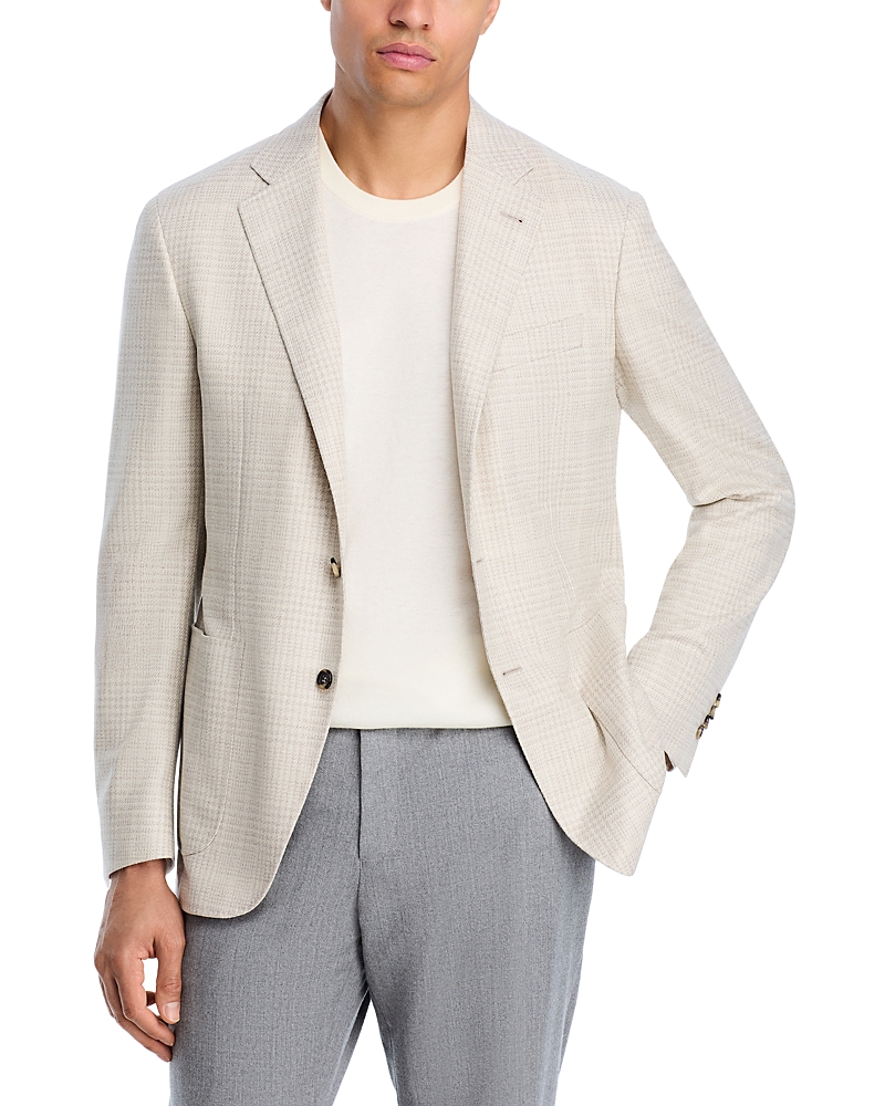 Canali Kei Tonal Plaid Unstructured Trim Fit Sport Coat In White