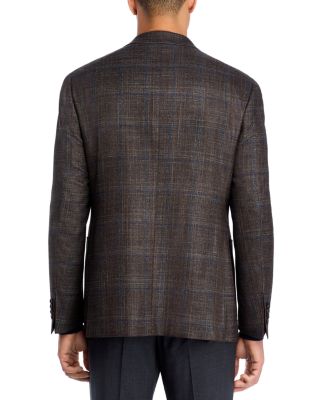 Kei Wool, Silk &amp; Cashmere Windowpane Unstructured Trim Fit Sport Coat
