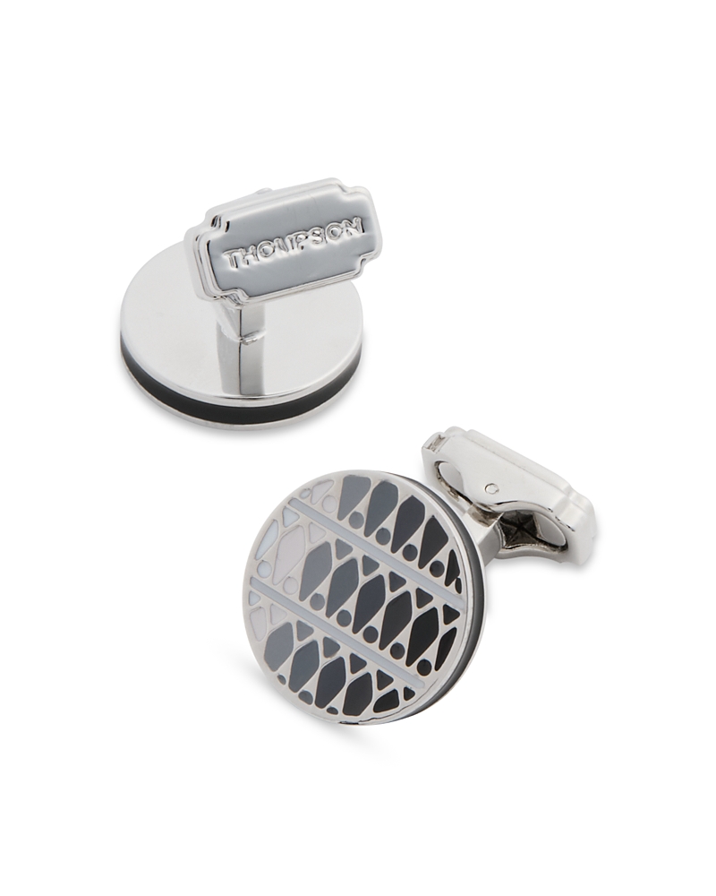 Thompson Of London Cairo Leaf Cufflinks In Metallic