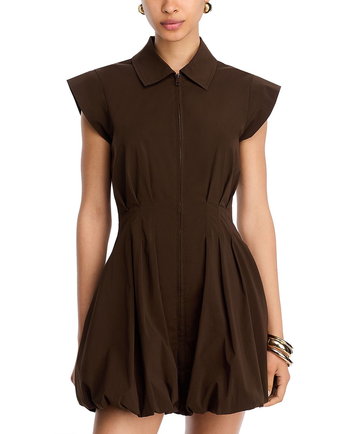Steve Madden Dyanne Poplin Pleated Mini Dress