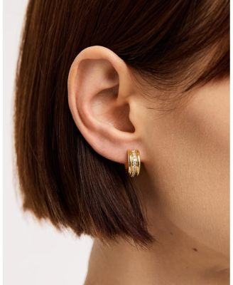 Brass and Cubic Zirconia Asher Triple Huggie Earrings