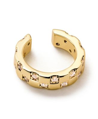 Brass and Cubic Zirconia Eden Ear Cuff Earrings