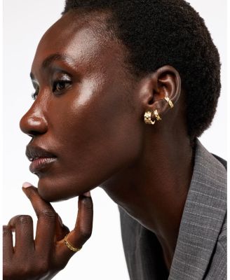 Brass and Cubic Zirconia Eden Mini Gold Huggie Earrings