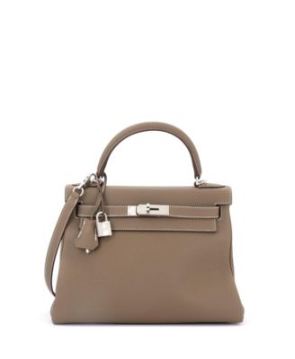 Pre-Owned HERMÈS - Kelly 28 Handbag Grey Togo with Palladium Hardware