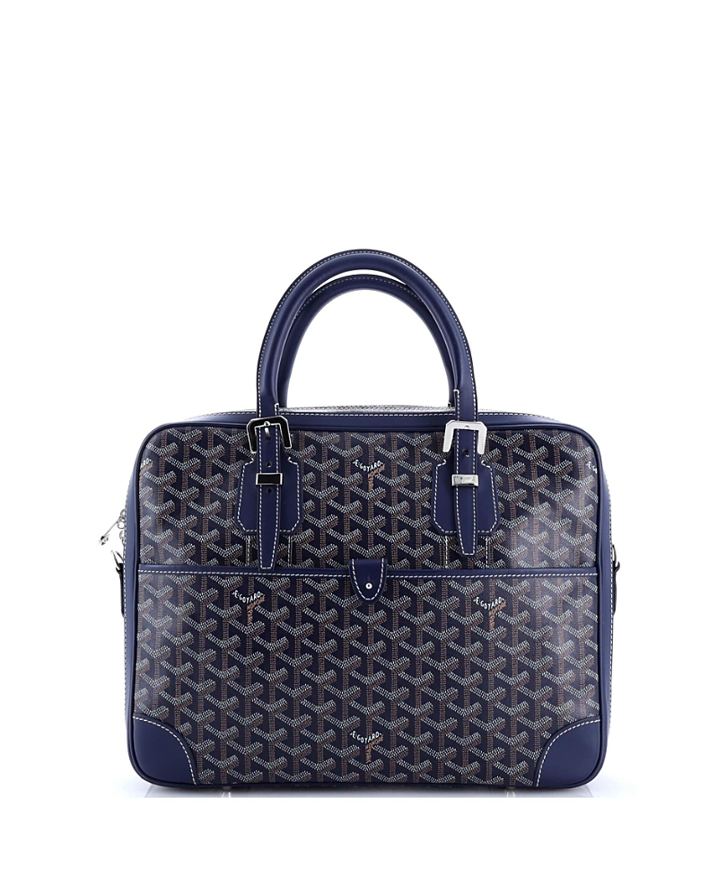 Pre-owned Pre-owned Goyard Goyard Pm Ambassade Briefcase Coated Canvas In Blue