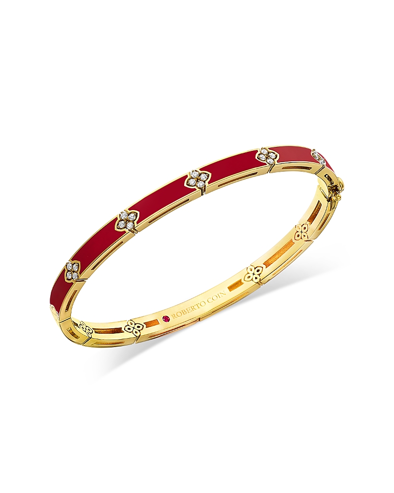 Roberto Coin 18K Yellow Gold Diamond Love in Verona Ceramic Enamel Bangle Bracelet