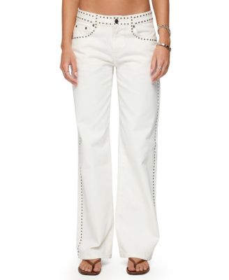 Edikted - Quincy Studded Low Rise White Wash Jeans