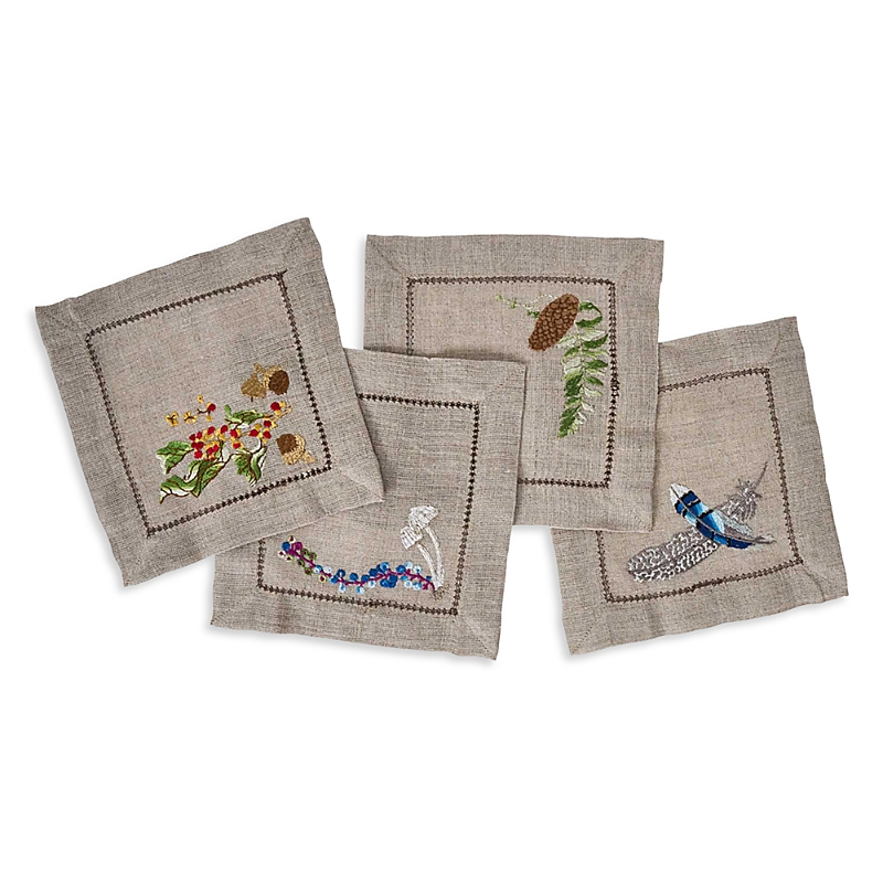 Juliska Forest Walk Set Of 4 Cocktail Napkins In Multi