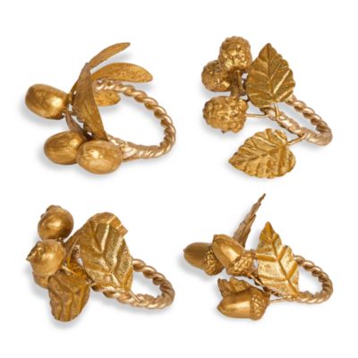 Forest Walk Leaf Napkin Rings, Assorted Set of 4