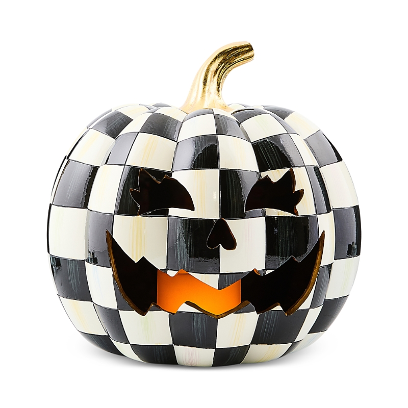 Mackenzie-childs Courtly Check Illuminated Jack O'lantern In Black