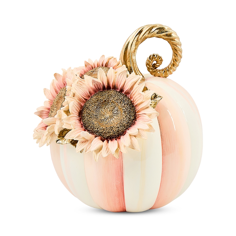 Mackenzie-childs Rosy Stripe Small Sunflower Pumpkin In Pink