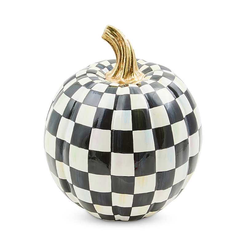Mackenzie-childs Courtly Check Glossy Small Pumpkin In Black