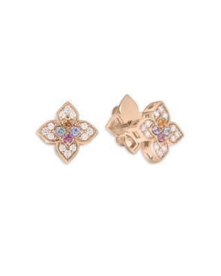 18K Rose Gold Diamond Venetian Princess Carnival Stud Earrings