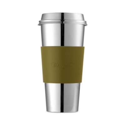 Stainless Steel Coffee Cup Objets Miroir with Leather Sleeve