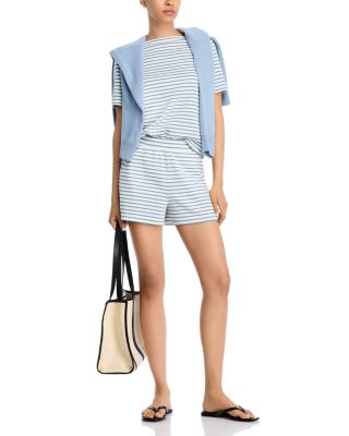 Veronica Beard Hovey Striped Short Sleeve Tee & Brighton Stripe Shorts