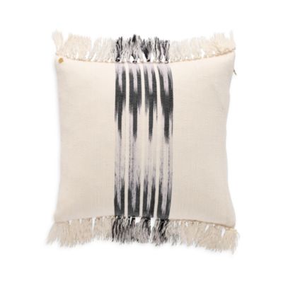 Peshtemal Cotton Ikat Tassel Decorative Pillow, 20" x 20"