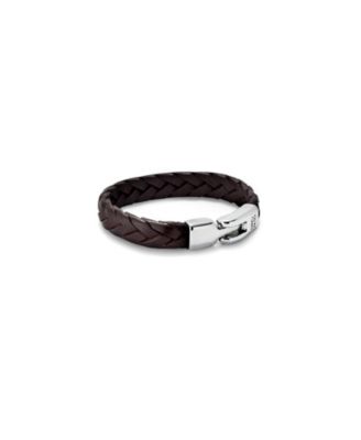 Leather Braided with Sterling Silver Plated Clasp Bracelet
