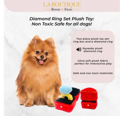 Diamond Ring Squeaky Dog Plush Toy