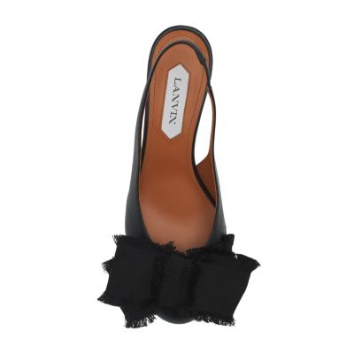 Women&#39;s Leather Heeled Slingback Ballerina