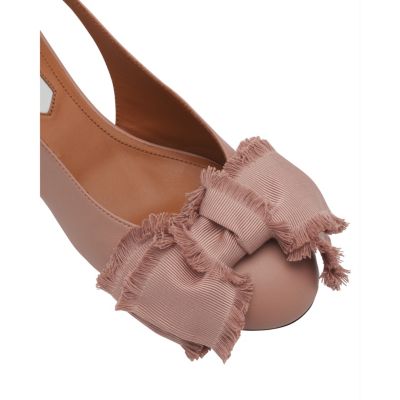 Women&#39;s Leather Heeled Slingback Ballerina