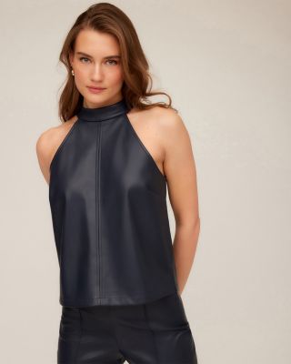 Alexis Faux Leather Halter Top