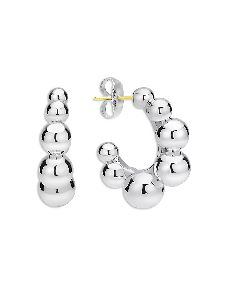 Lagos 18K Yellow Gold & Sterling Silver Caviar Bubbly Beaded Hoop Earrings