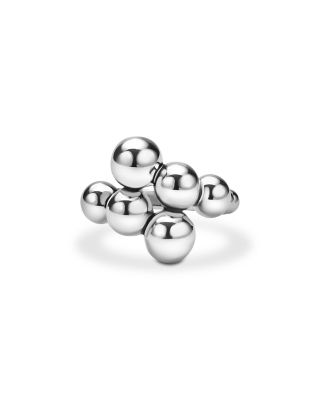 Sterling Silver Caviar Bubbly Beaded Bypass Ring