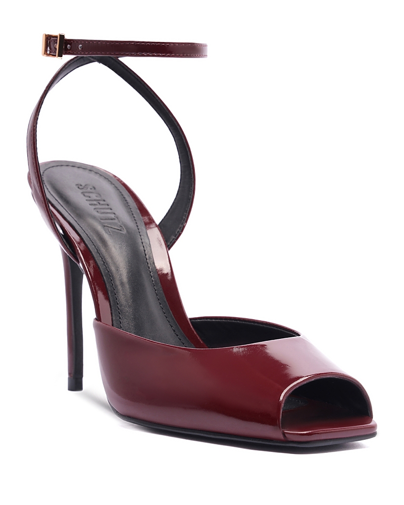 Schutz Estella Ankle Strap Sandal In Burgundy