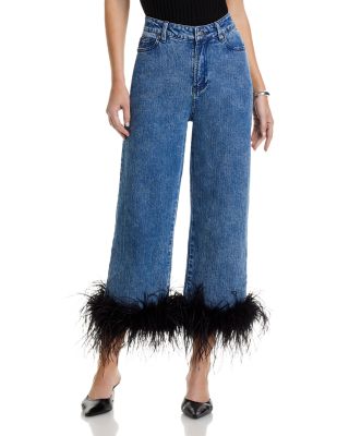 Feather Trim Jeans in Indigo - Exclusive