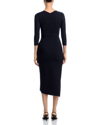 Wang 3/4 Sleeve Side Ruffle Dress