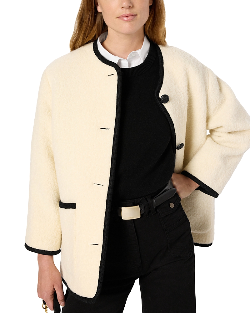 Gerard Darel Mireille Contrast Edge Jacket In Sand