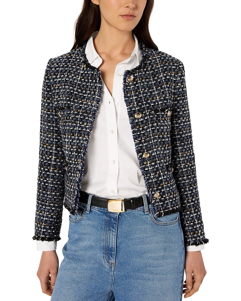 Gerard Darel Naya Tweed Jacket In Blue