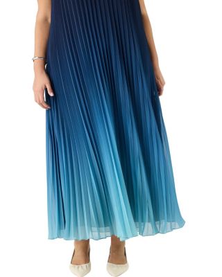 Ombre Pleated V-Neck Dress